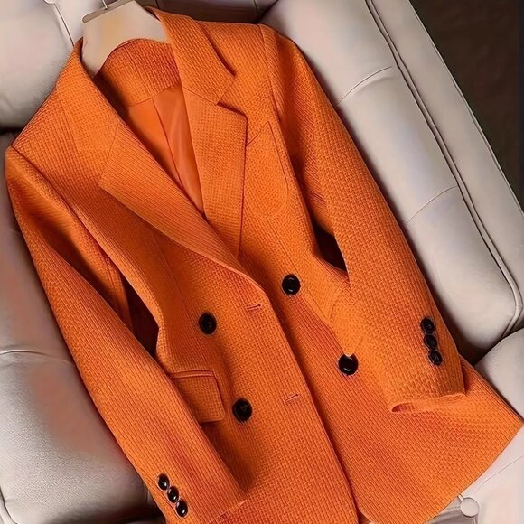 Double-Breasted Textured Blazer - Picture 1 of 4